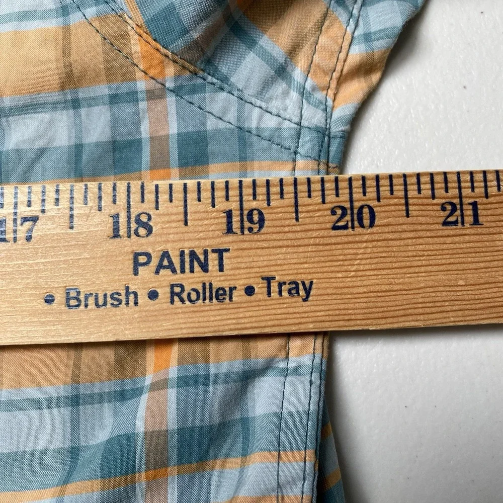 Outdoor Research Porter Shirt M S/S Blue Orange Plaid Hiking Gorpcore V056